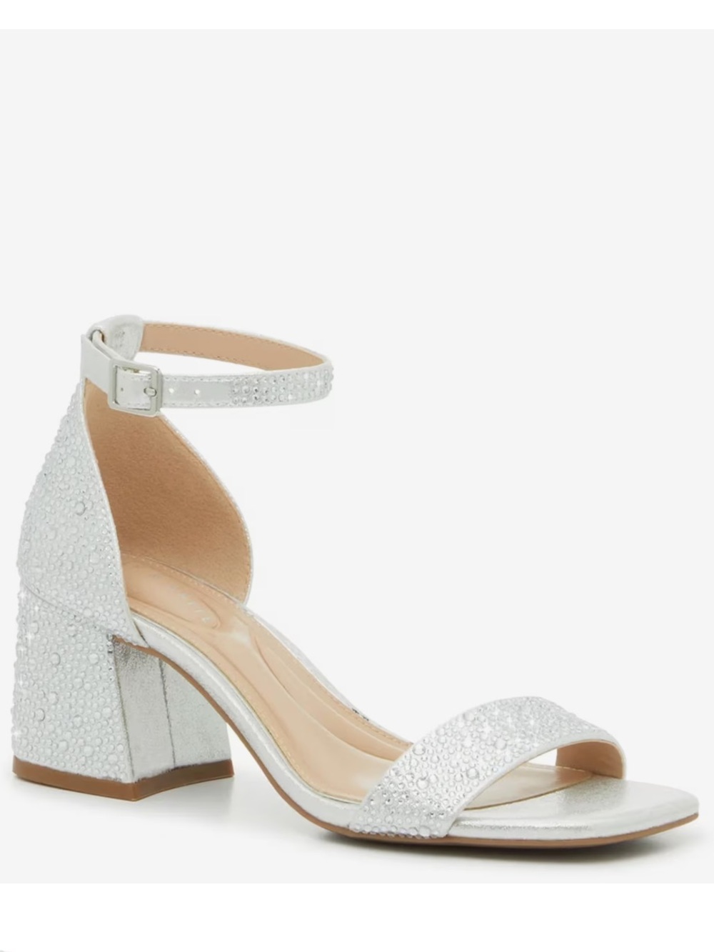 Kelly & Katie  Silver Maribel Ankle-Strap Block Heel Sandals